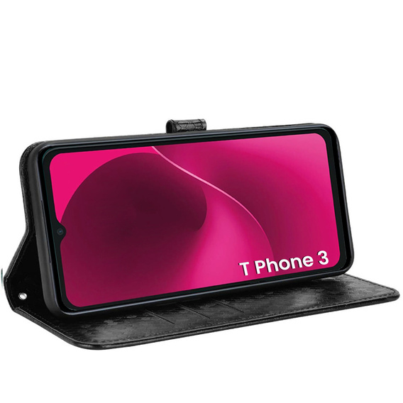 Flip case for T Phone 3 5G, Wallet Rhombus, black