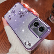 Case for Motorola Moto G24 / G24 Power / G04, Glitter Flower, purple