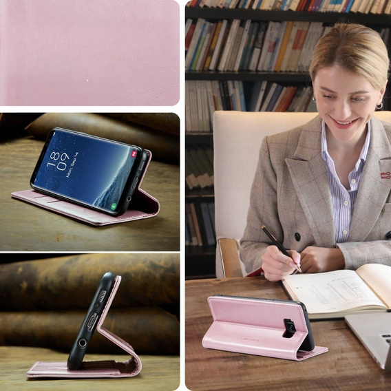 CASEME flip case for Samsung Galaxy S8, Waxy Textupink, pink