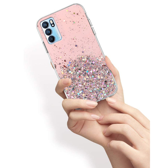 Case for OPPO Reno6 5G, Glittery, pink