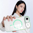 Case for iPhone Air, for MagSafe, with stand, transparent with green inserts