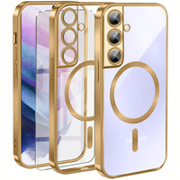 Case for Samsung Galaxy S21, Electro MagSafe, gold + Screen Glass