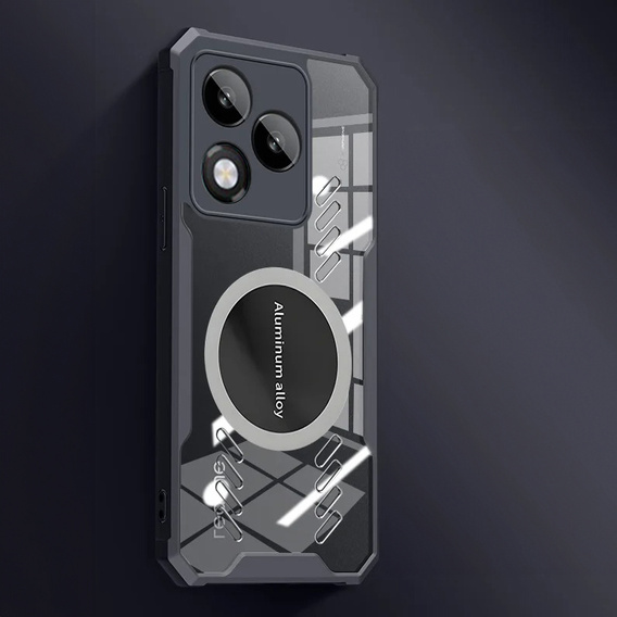 Case for Honor 400 Lite, with magnetic sheet, transparent / black