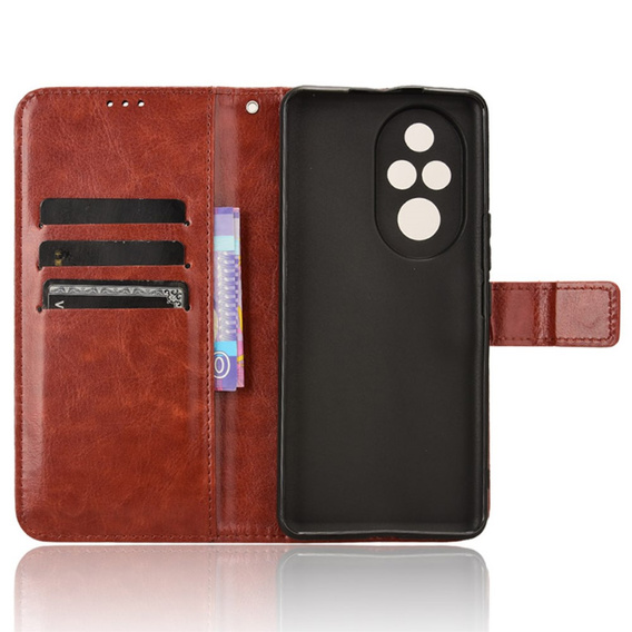Flip case for Honor 200 Pro 5G, Crazy Horse Wallet, brown