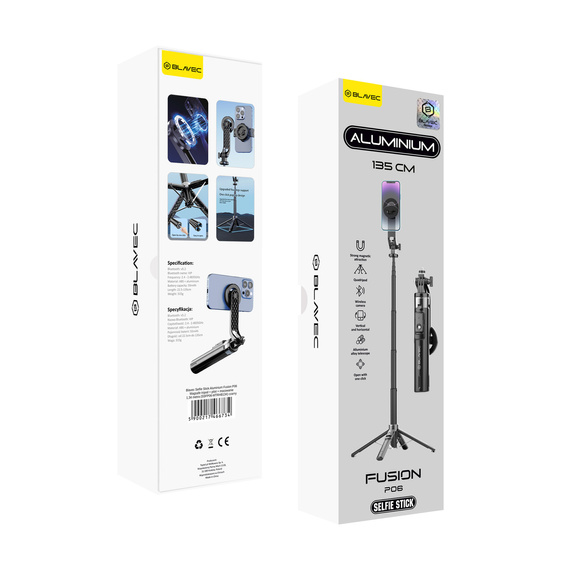 Blavec Fusion P06 - aluminium selfie stick with MagSafe, tripod and remote control