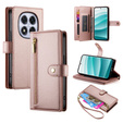 Flip case for Xiaomi Redmi Note 14 Pro 5G / Poco X7 5G, Wallet Zipper Pocket, pink