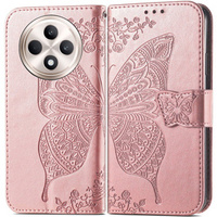 Flip case for Oppo Reno 12FS / 12F, Butterfly, pink rose gold