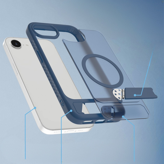 Case for iPhone 16E, Kickstand Matt Case, for MagSafe, blue