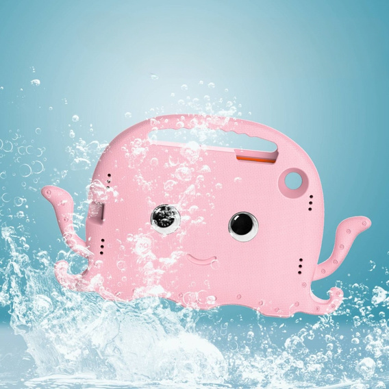 Children's case for Samsung Galaxy Tab A8 10.5, with handle, octopus, pink