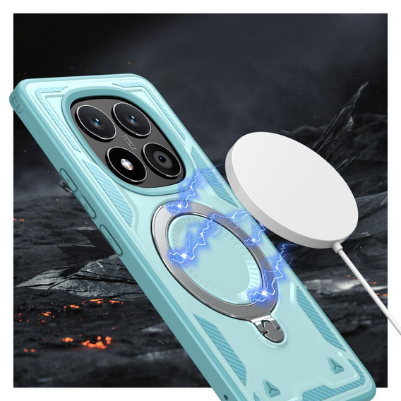 Case for Xiaomi Redmi Note 14 Pro 5G /  Poco X7 5G, Military MagSafe, blue + 9H glass