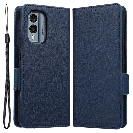 Flip case for Nokia X30 5G, Wallet Litchi Magnet Case, dark blue