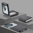 Case for Samsung Galaxy Z Flip7 FE / Z Flip6, CASEME Litchi Leather, black