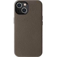 MELKCO case for iPhone 15 Plus, leather for MagSafe, grey