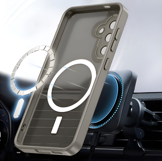 Case for Samsung Galaxy S25, for MagSafe, ERBORD Matt Case, grey + Screen Glass