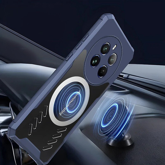 Case for Realme 12 Pro 5G / 12 Pro+ 5G, with magnetic sheet, navy blue / transparent