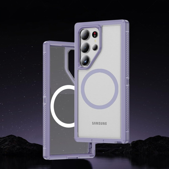 Case with frame for Samsung Galaxy S24 Ultra, for MagSafe, transparent / purple