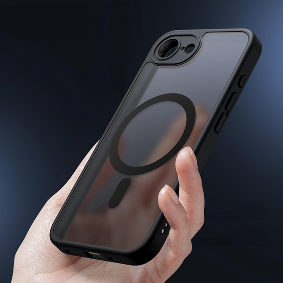 Case for iPhone 16E, for MagSafe, ERBORD Matt Case, black + Screen Glass