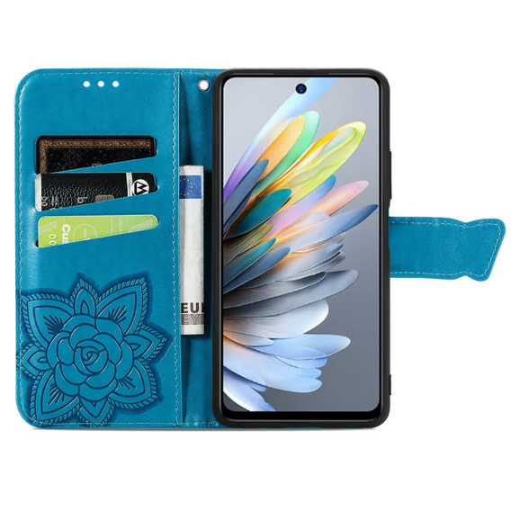 Flip case for Motorola Moto G15 / Motorola Moto G15 Power, Butterfly, blue