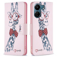 Flip case for Xiaomi Redmi 13C / Poco C65, Wallet, giraffe, pink