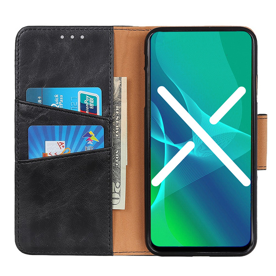Flip case for Sony Xperia 10 III, Split Leather Wallet, black