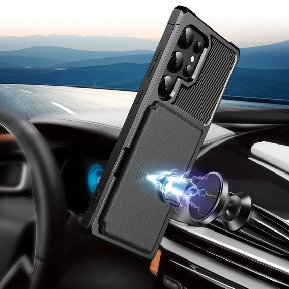 Case for Samsung Galaxy S24 Ultra, Card Holder Kickstand, black