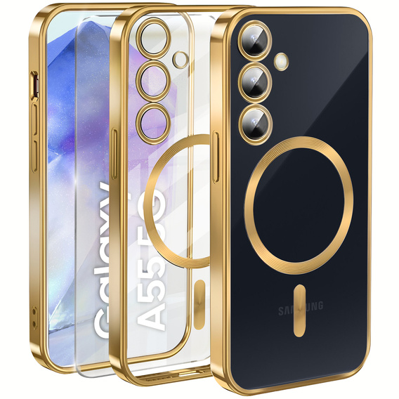 Case for Samsung Galaxy A55 5G, Electro MagSafe, gold + Screen Glass