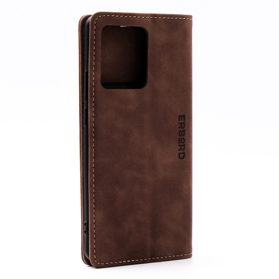 Case for Motorola Edge 40, ERBORD Vintage, wallet with flap, coffee