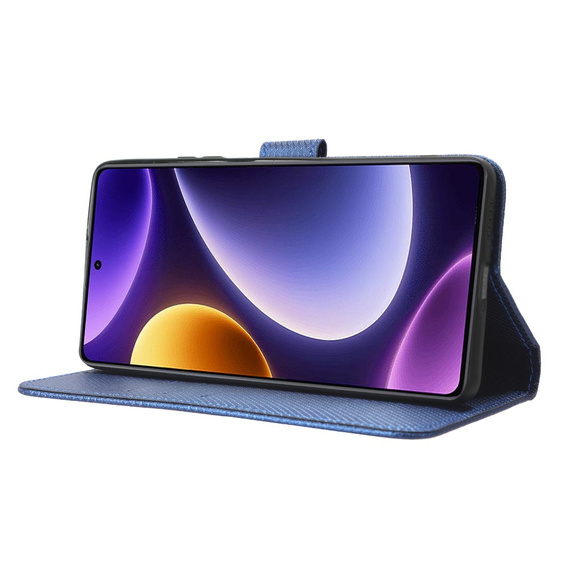 Flip case for Poco F5 5G, Wallet Smart Magnet, blue