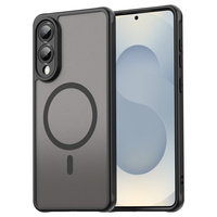 Case for Samsung Galaxy S25 Edge, Kickstand Matt Case, for MagSafe, black + Screen protector