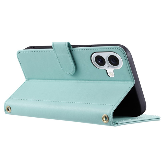 Flip case for iPhone 16 Plus, Rhombus Crossbody Leather, green