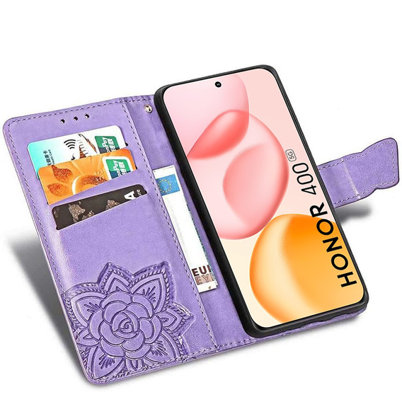Flip case for Honor 400 5G, Butterfly, purple