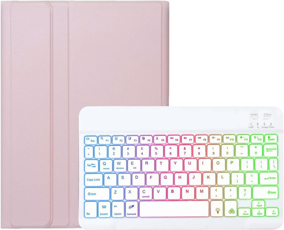 Case with illuminated bluetooth keyboard for iPad 10.9 2022 (10 gen.), pink