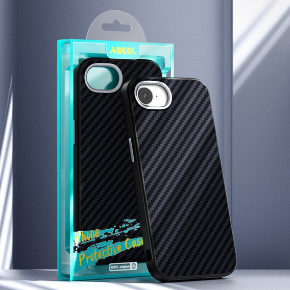 ABEEL Case for iPhone 16e, Carbon Fiber, for MagSafe, black