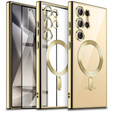 Case for Samsung Galaxy S24 Ultra, Electro MagSafe, gold + Full Glue Ceramic Glass