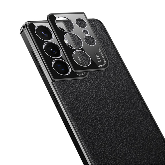 Case for Samsung Galaxy S23 Ultra, Cowhide Leather, black