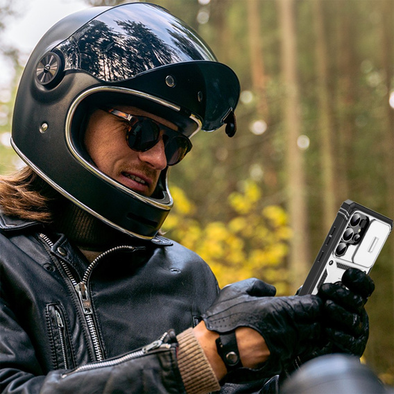 Case for Samsung Galaxy S25 Ultra, KickStand Camera Lens, white