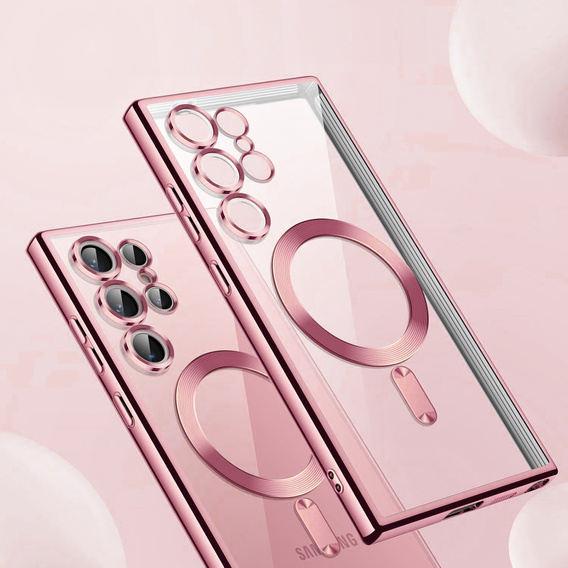 Case for Samsung Galaxy S25 Ultra, Electro MagSafe, pink rose gold + Screen Glass