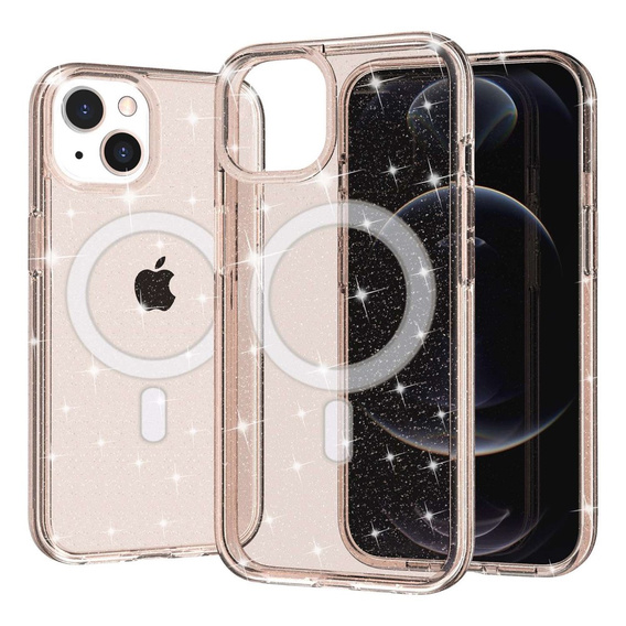 Case for iPhone 14 Plus, Glittery, for MagSafe, gold