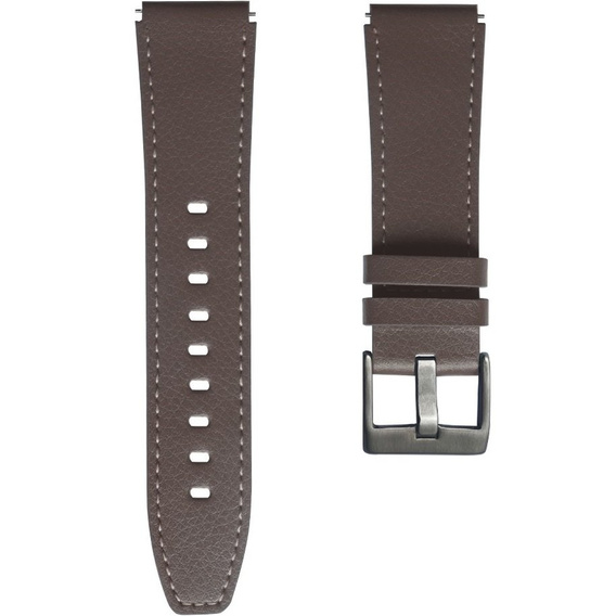 22mm Genuine Leather Coated Silicone Watch Band - Grey