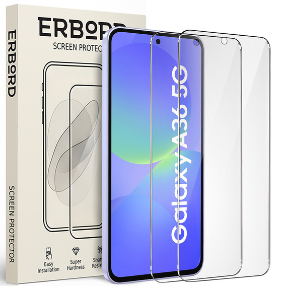 2x Tempered Glass ERBORD 9H Hard Glass for phone screen for Samsung Galaxy A36 5G