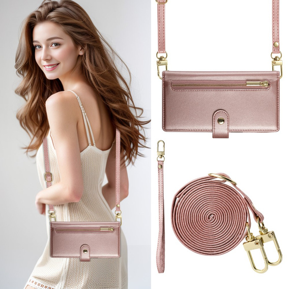 Flip case for Oppo Reno 13 5G, Wallet Zipper Pocket, pink