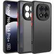 Silicone case for Xiaomi Redmi Note 14 Pro+ 5G, with camera protection, transparent / black + 9H tempered glass