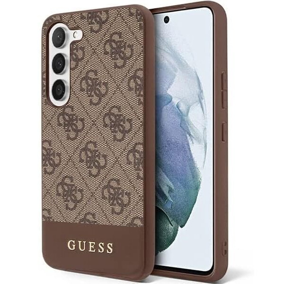 GUESS Case for Samsung Galaxy S24+ Plus, 4G Bottom Stripe, brown