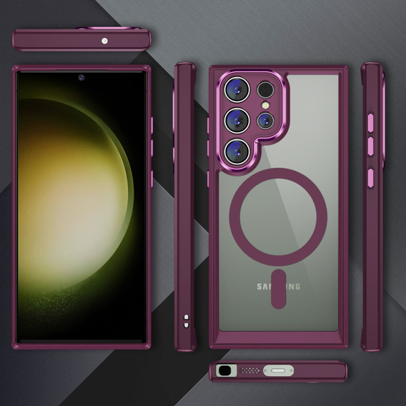 Case for Samsung Galaxy S23 Ultra, ERBORD Impact Guard, MagSafe, maroon
