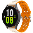 Universal 20mm Soft Hollowed-out Silicone Strap, Beige / Orange