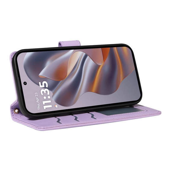 Flip case for Motorola Edge 50 Neo / Motorola ThinkPhone 25, Rhombus Crossbody Leather, purple