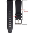 22mm Genuine Leather Coated Silicone Watch Band - Black