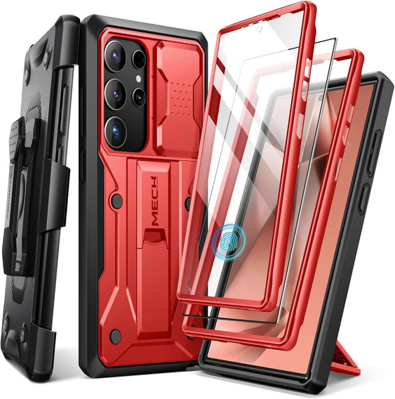Case for Samsung Galaxy S24 Ultra, Tongate MECH with belt clip, red