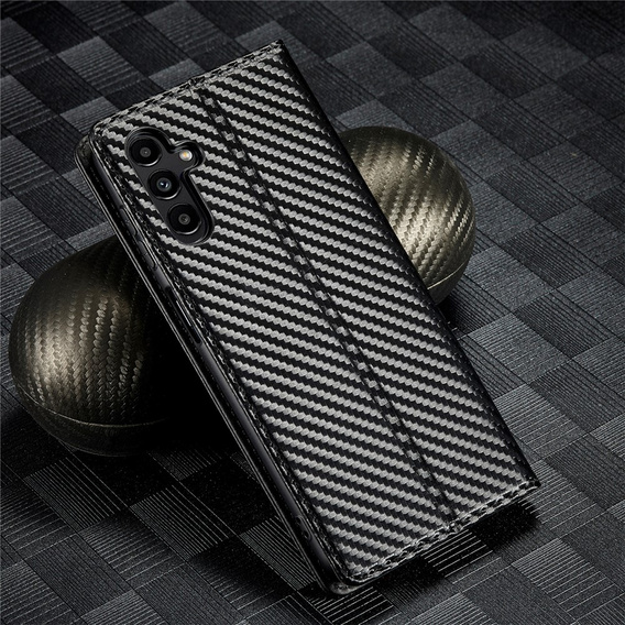 LC.IMEEKE flap case for Samsung Galaxy A17 5G, carbon textured, black
