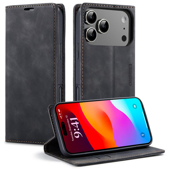 ERBORD Vintage wallet case with flap for iPhone 17 Pro Max